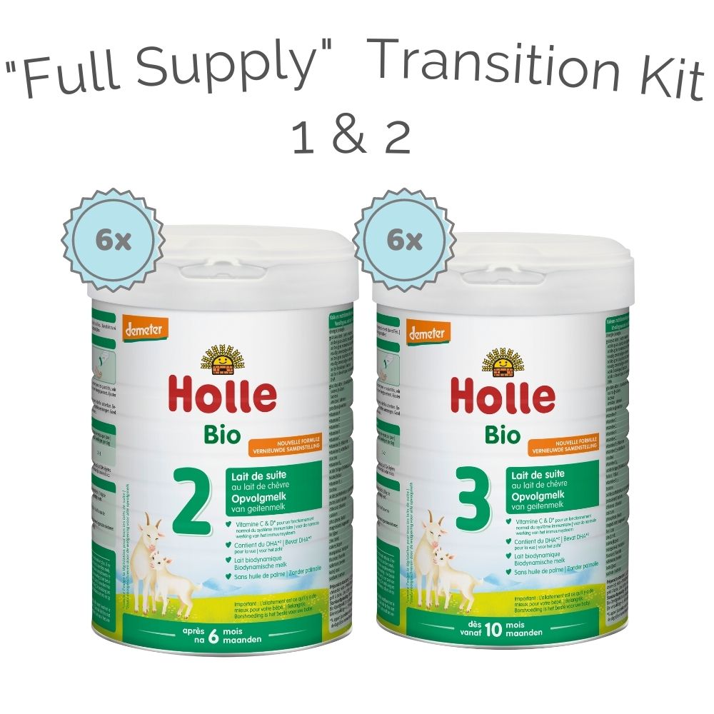 Holle Stage 2 / Stage 3 "Full Supply" Transition Kit - Organic Goat Milk Formula: Dutch Version - 12 Cans