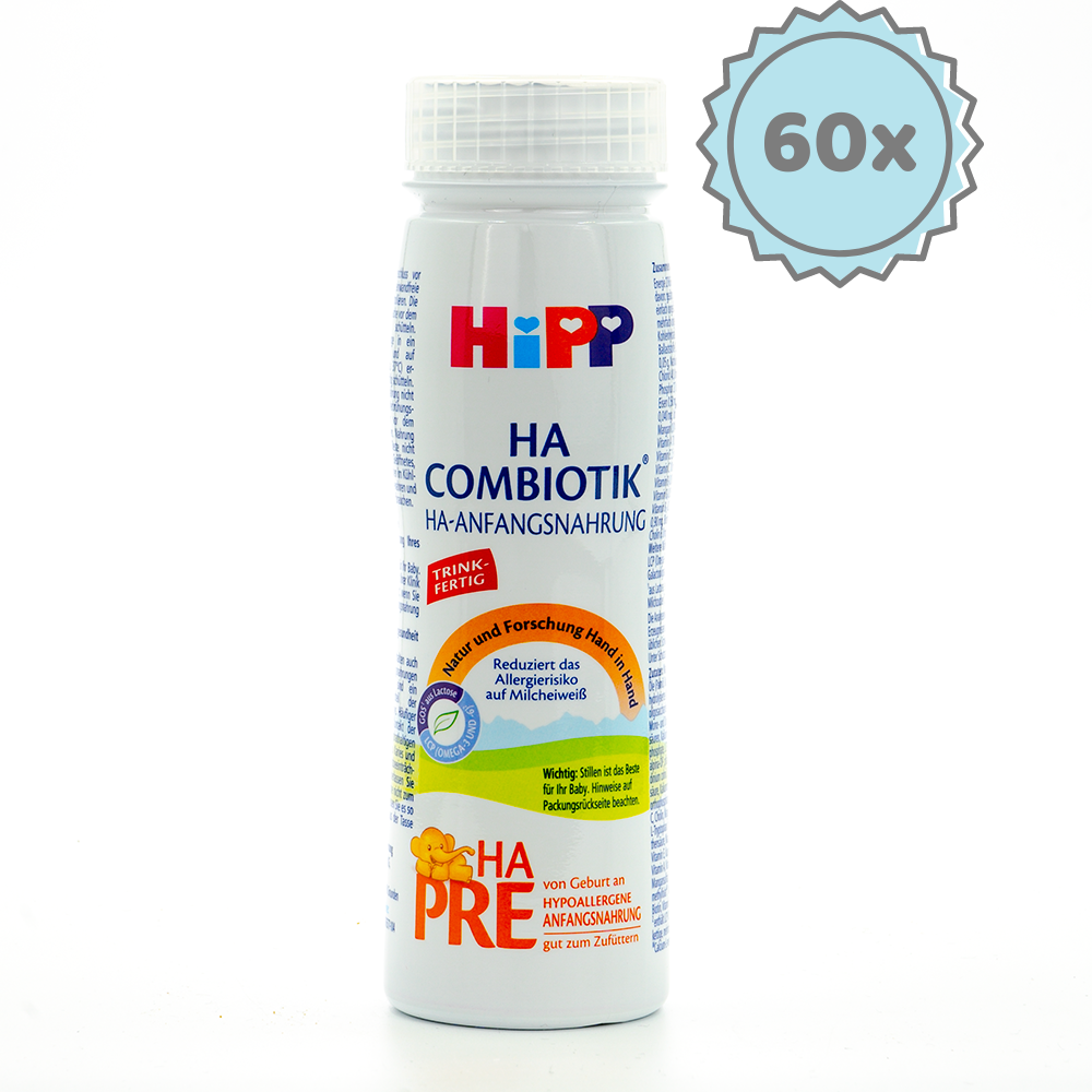 HiPP HA Stage PRE Ready to Feed Formula (200ml) - 60 Bottles