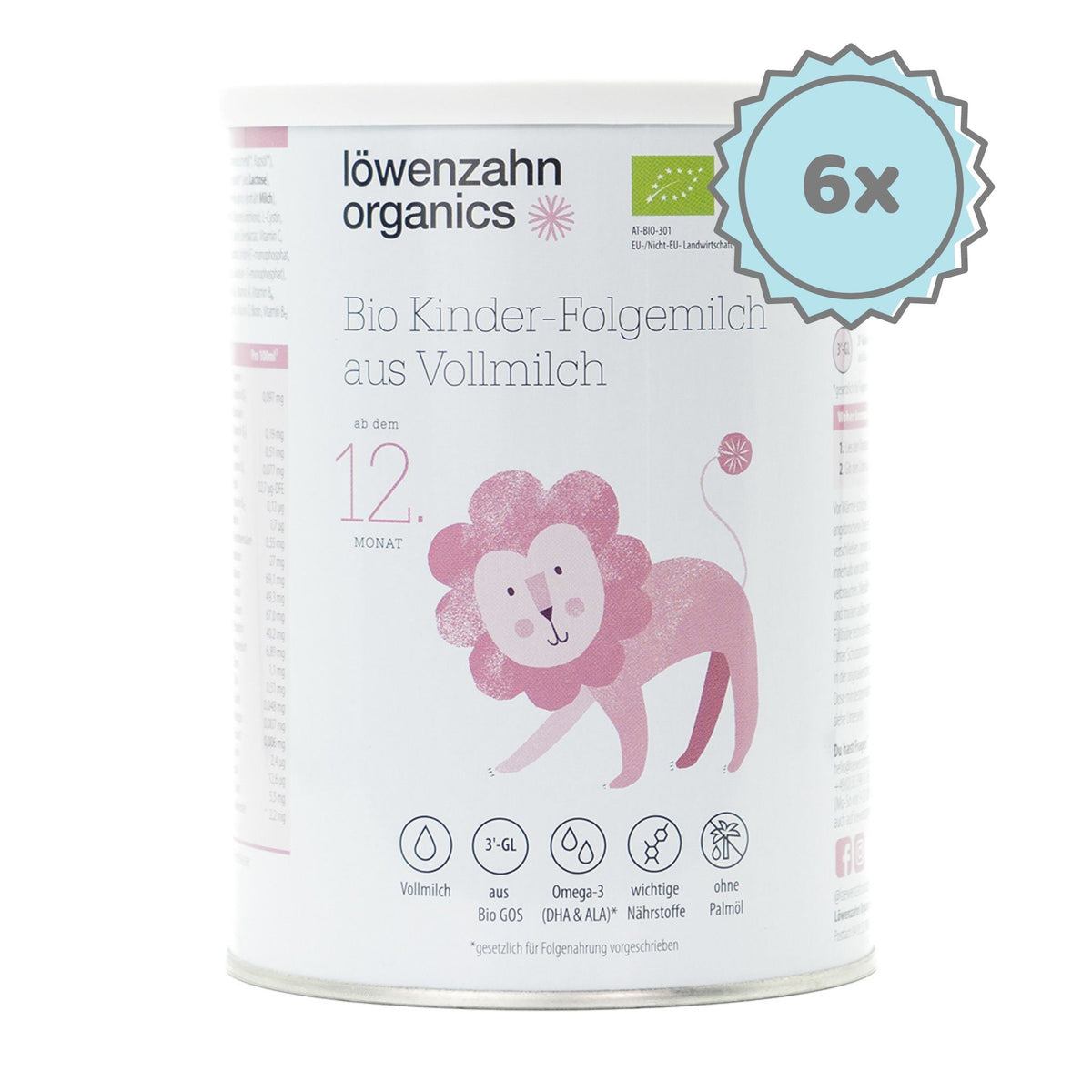 Löwenzahn Whole Cow&#39;s Milk Stage 3 | European Toddler Follow-On  Baby Formula | 6 cans