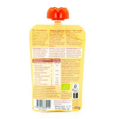 Holle Banana Lama: Banana, Apple, Mango & Apricot (6+ Months) | Nutrition facts