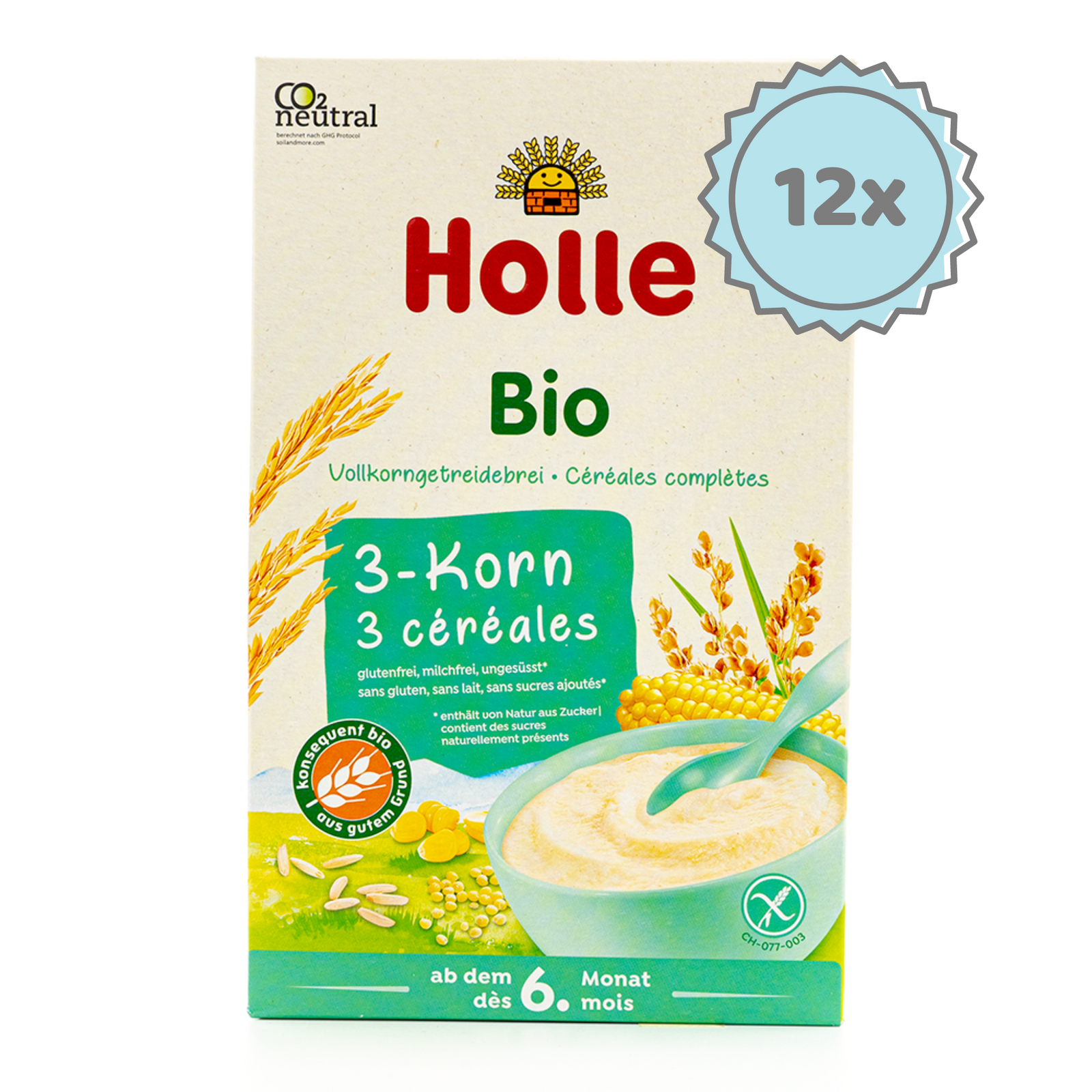 Holle Organic 3-Grain Porridge (6+ Months) - 250g - 12 Boxes | Organic's Best Shop