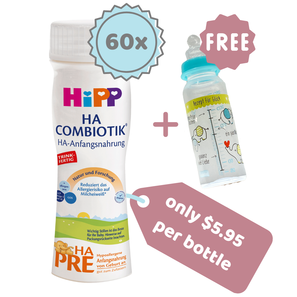 HiPP Stage PRE Premixed HA Combiotic Infant Milk Formula (200ml) - German Version - 60 Bottles