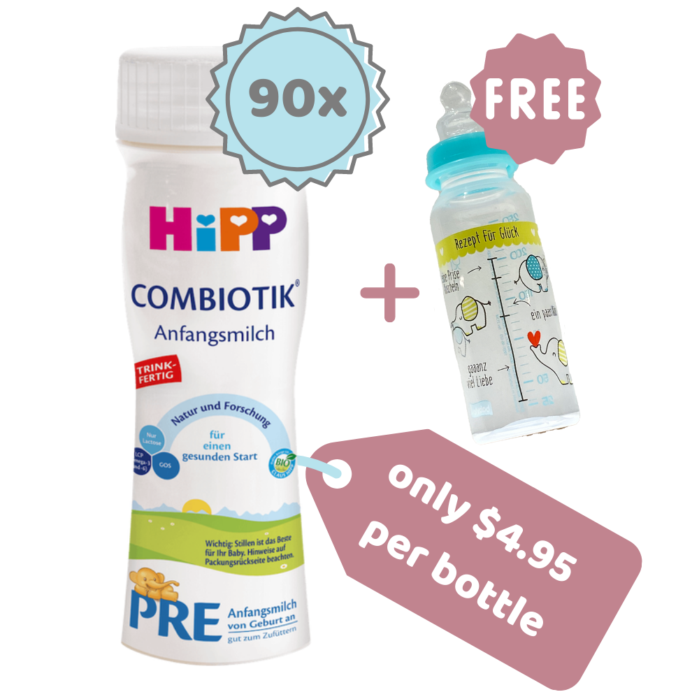 HiPP Stage PRE Premixed Combiotic Infant Milk Formula (200ml) - German Version - 90 Bottles