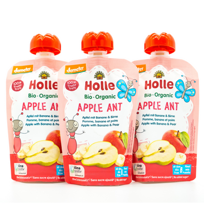 Holle Berry Puppy: Apple & Peach with Fruits (8+ months) - 12 Pouches | Organic Baby Pouches