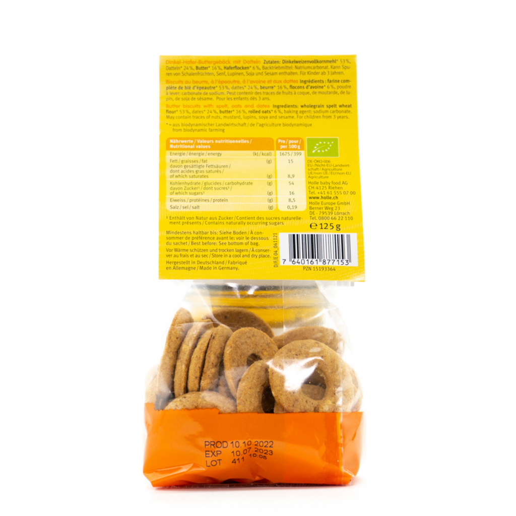 Holle Snack - Dates Fruity Rings (3+ Years)  | Organic's Best Shop | Nutrition facts