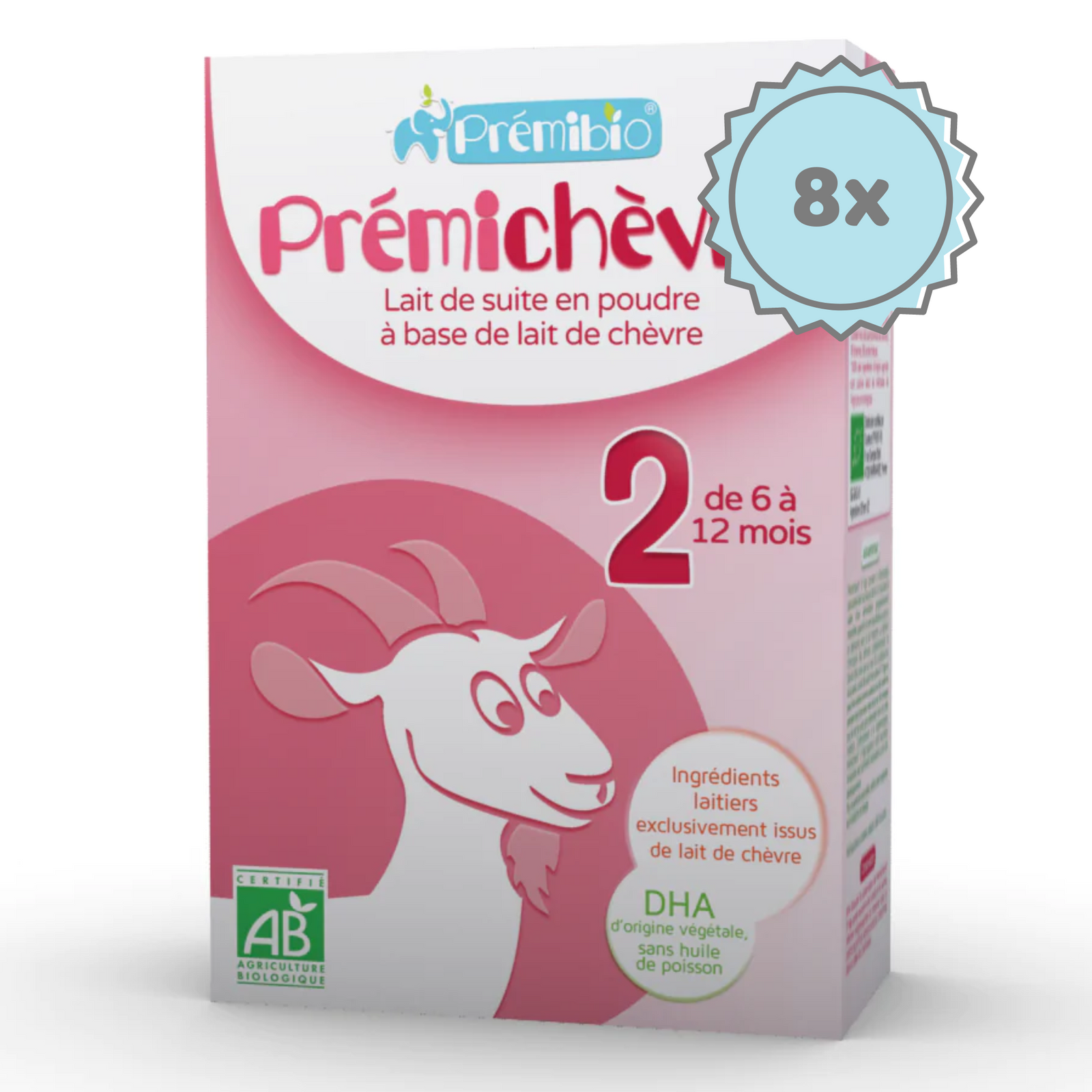 Premibio Organic Premichevre Follow-on Goat Formula- Stage 2 (6-12 Months) - (600g) - 8 Boxes
