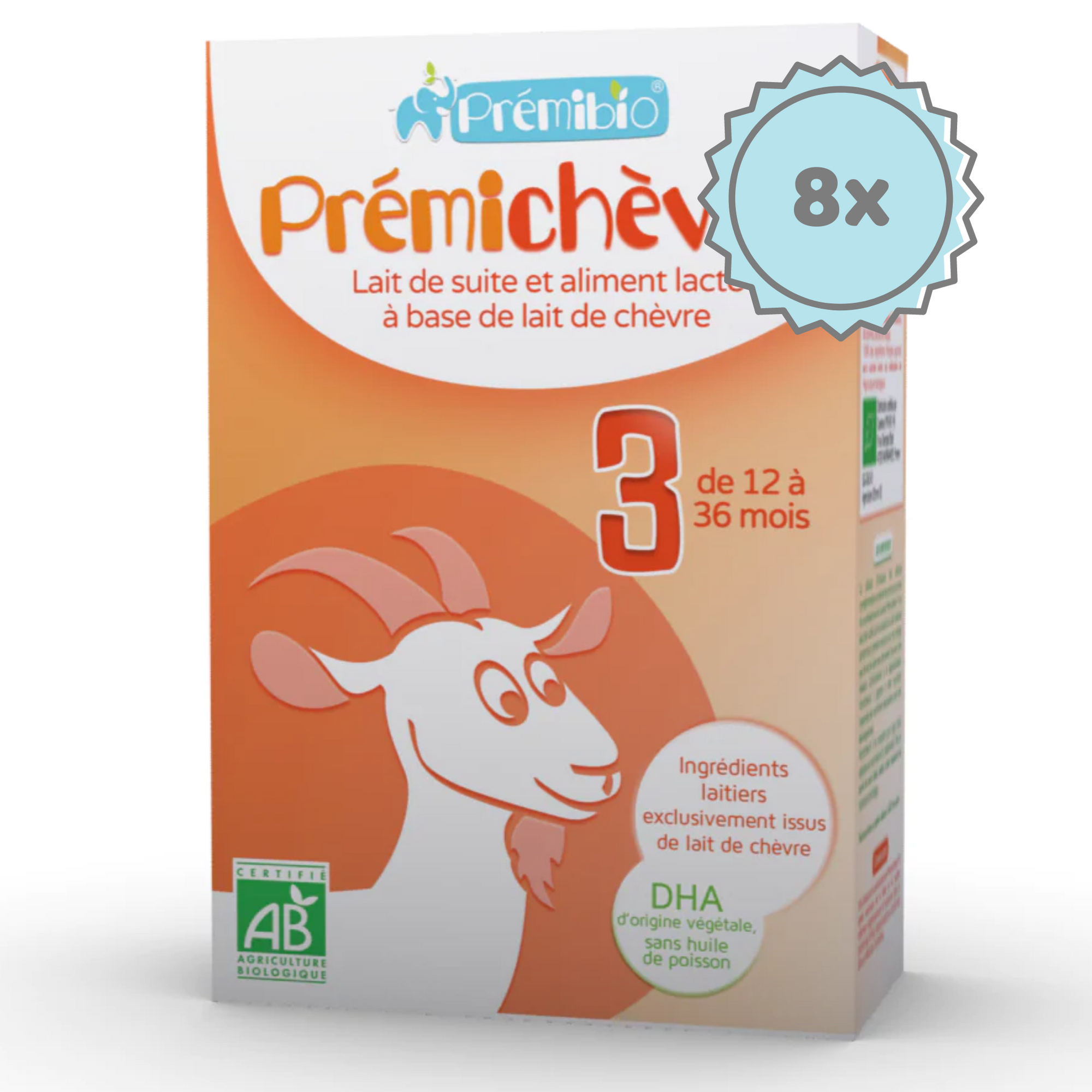 Premibio Organic Premichevre Toddler Goat Formula- Stage 3 (12 to 36 months) - (600g) - 8 Boxes
