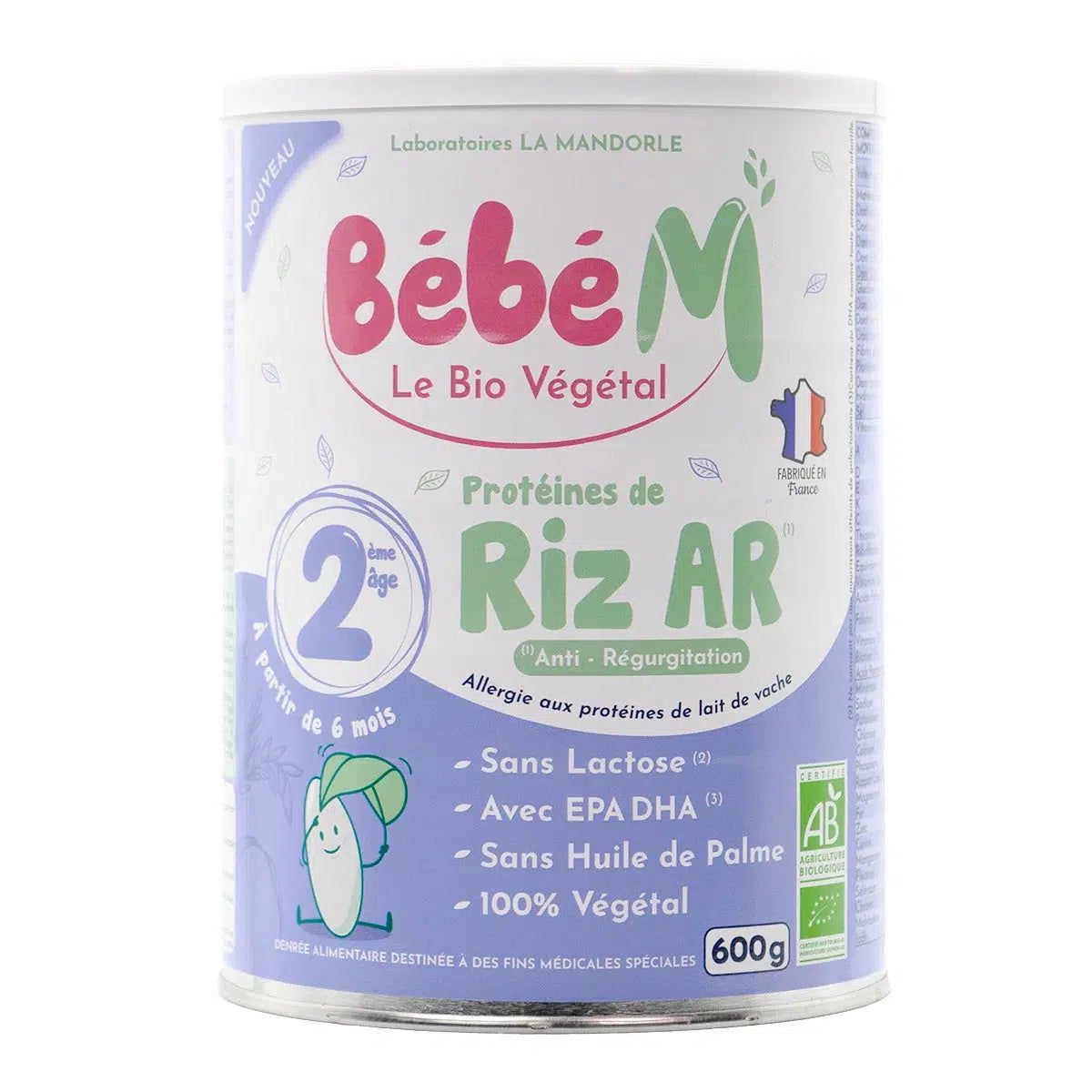 Bebe M (Bebe Mandorle) Organic Anti-Reflux Rice-Based Formula - Stage 2 (6+ months) | Organic Baby Formula 