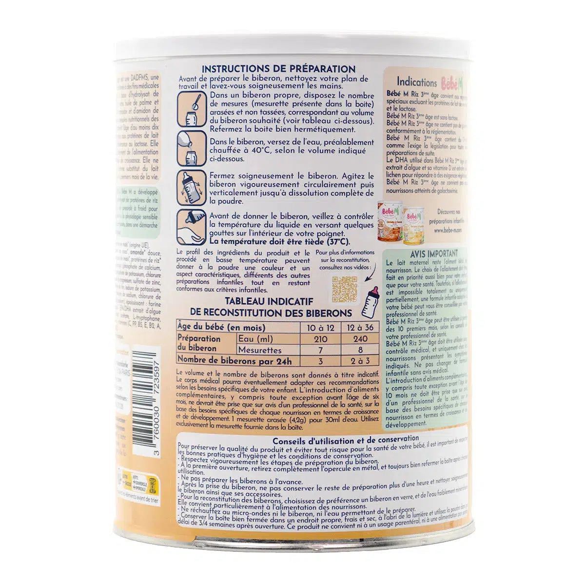 Bebe M (Bebe Mandorle) Organic Anti-Reflux Rice-Based Formula - Stage 3 (10+ months) | Organic Baby Formula | Information
