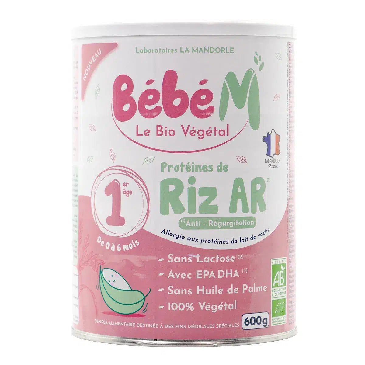 Bebe M (Bebe Mandorle) Organic Anti-Reflux Rice-Based Infant Formula - Stage 1 (0 to 6 months) | Organic Baby Formula 