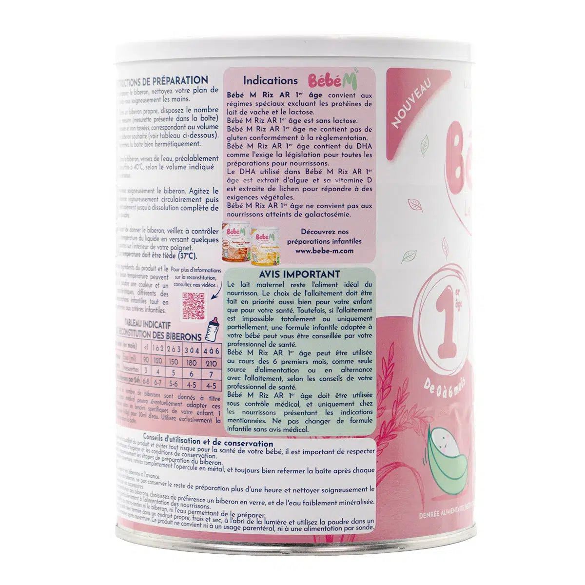 Bebe M (Bebe Mandorle) Organic Anti-Reflux Rice-Based Infant Formula - Stage 1 (0 to 6 months) | Organic Baby Formula | Information