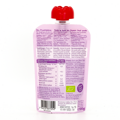 Holle Berry Puppy: Apple & Peach with Fruits (8+ months) | Nutrition facts