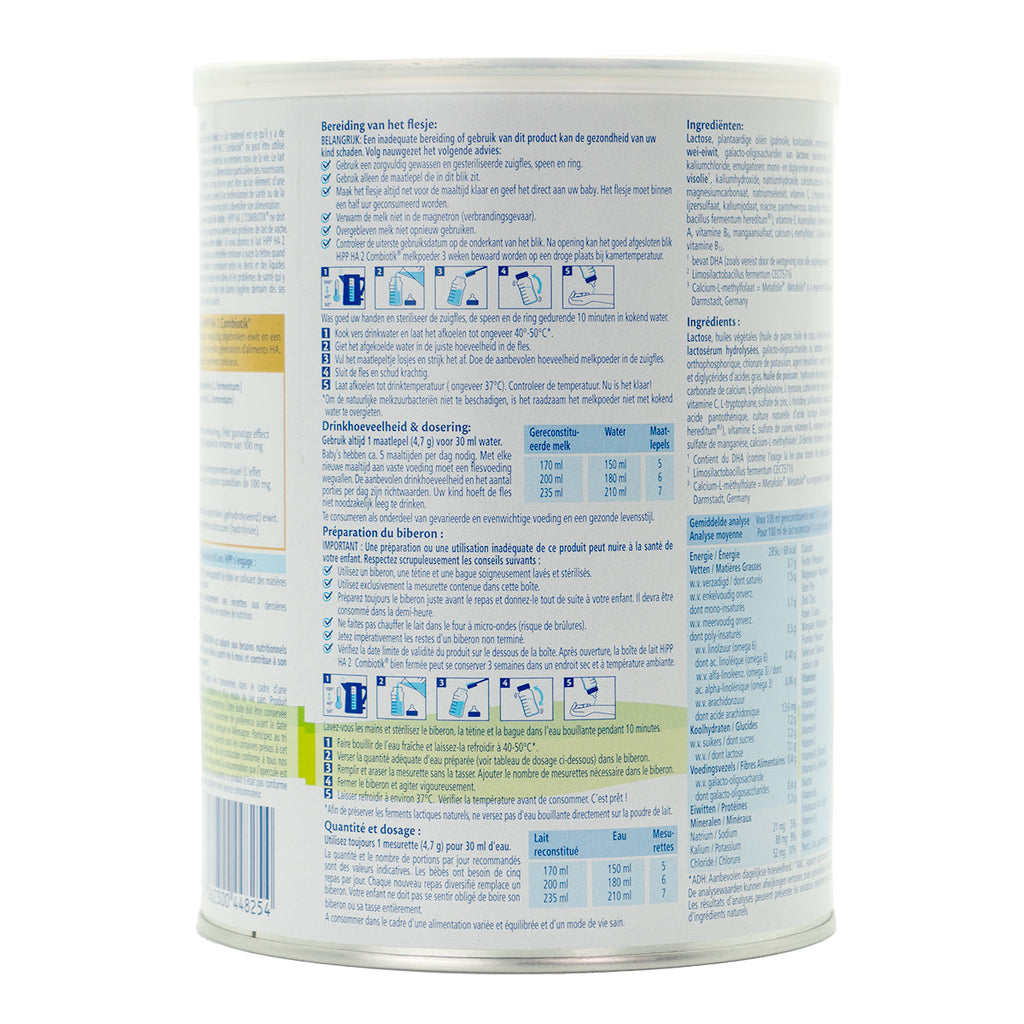 HiPP HA Dutch Stage 2 Hypoallergenic Combiotic Formula (800g) | Organic European Baby Formula | Preparation