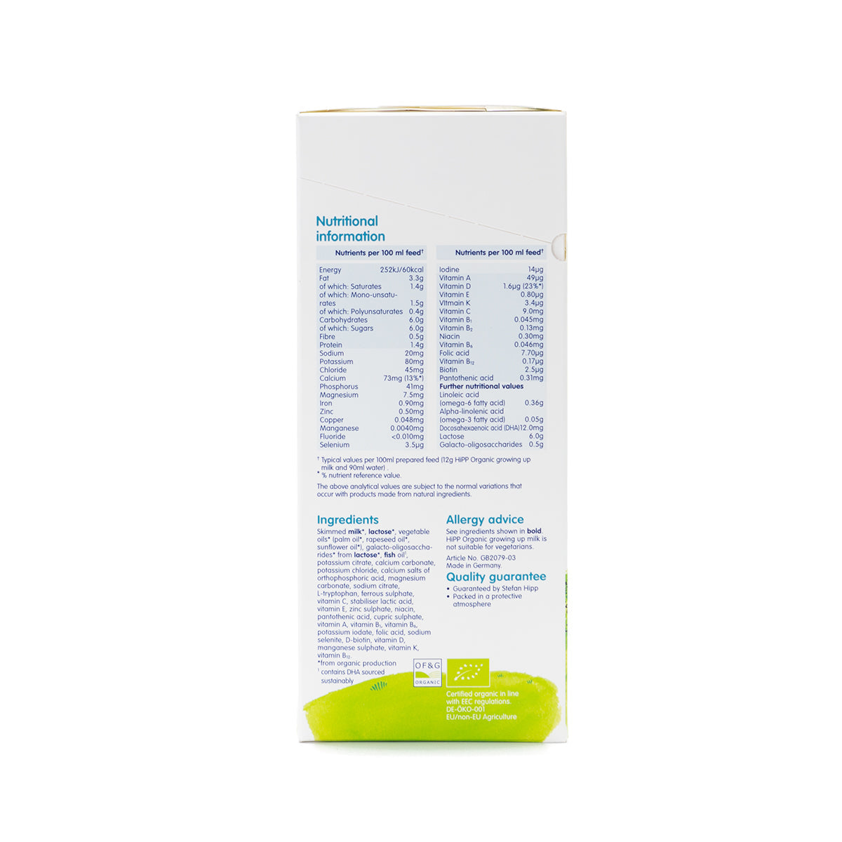 HiPP UK Stage 3 | Organic European Baby Formula | Ingredients