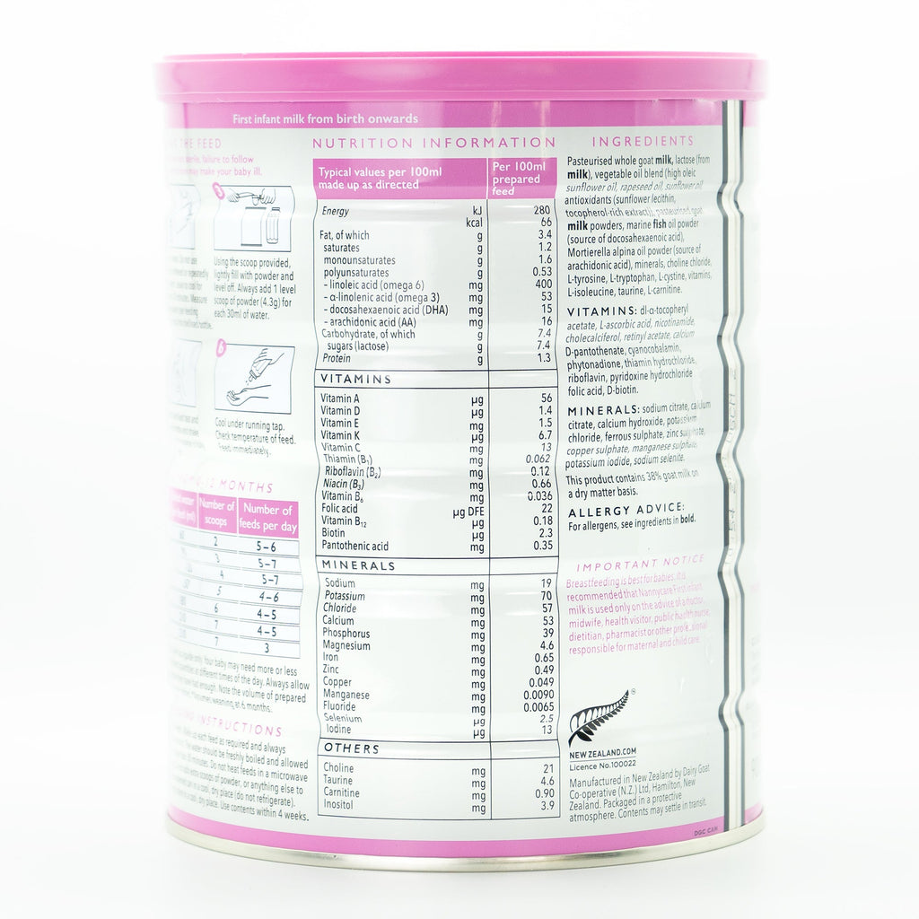 Nannycare Stage 1 | Organic European Baby Formula - Nutrition Facts