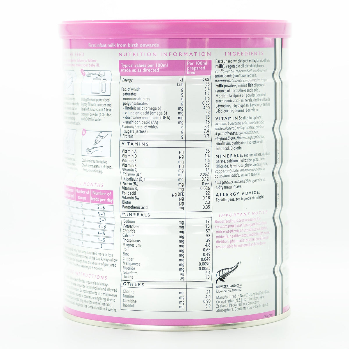 Nannycare Stage 1 | Organic European Baby Formula - Nutrition Facts