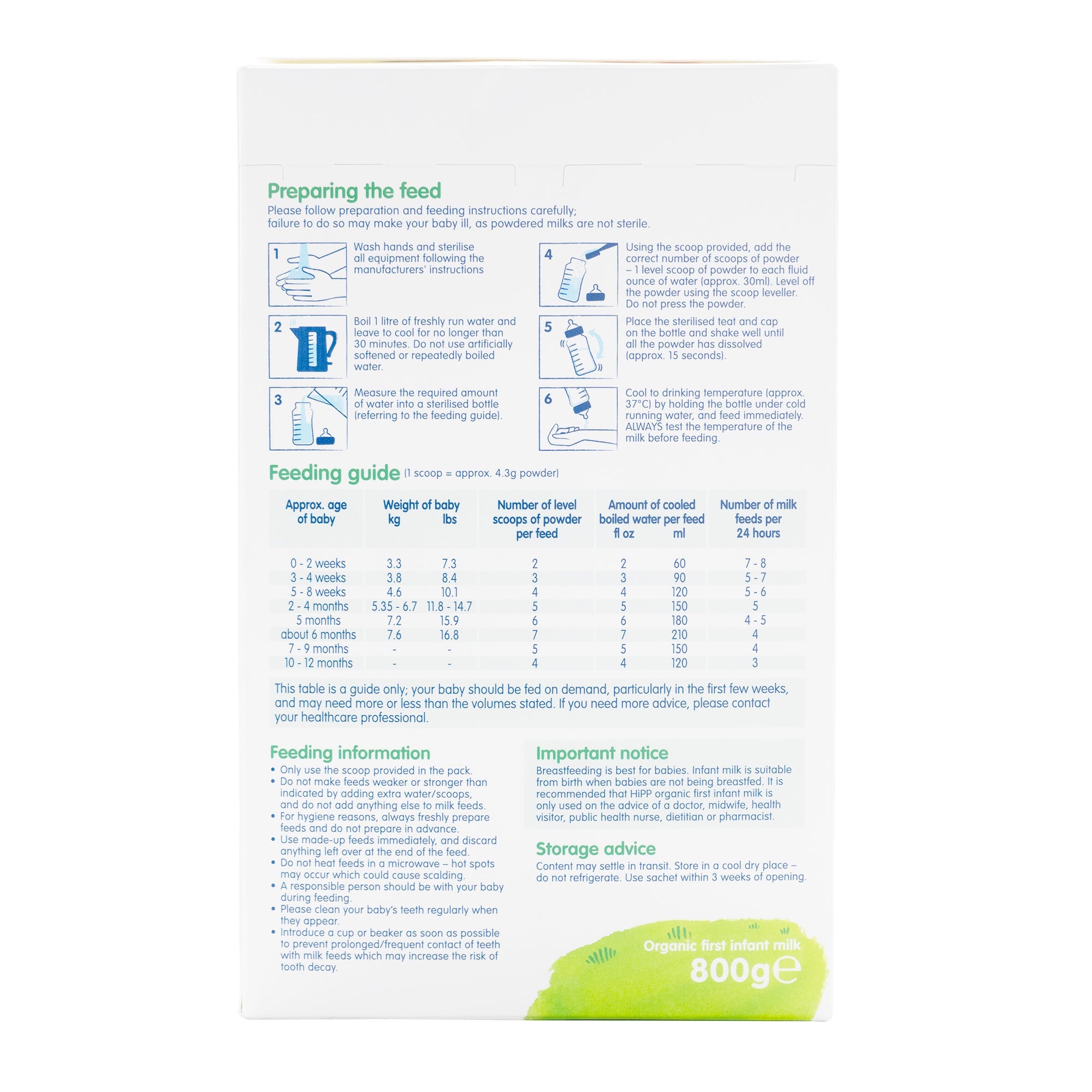 HiPP UK Stage 1 Organic Combiotic First Infant Milk Formula | Preparation