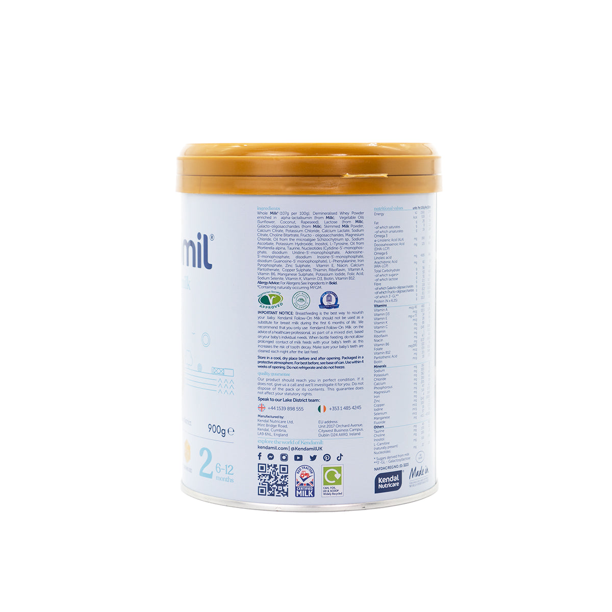 Kendamil Stage 2 (6-12 Months) Classic Milk Formula | Organic European Baby Formula | Ingredients