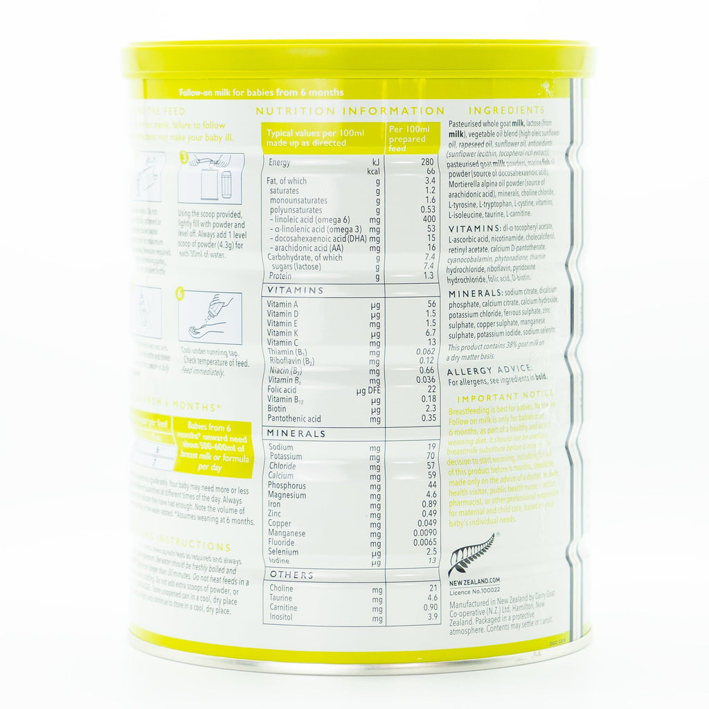 Nannycare Stage 2 (6-12 Months) Goat Milk Formula | Organic European Baby Formula - Nutrition Facts