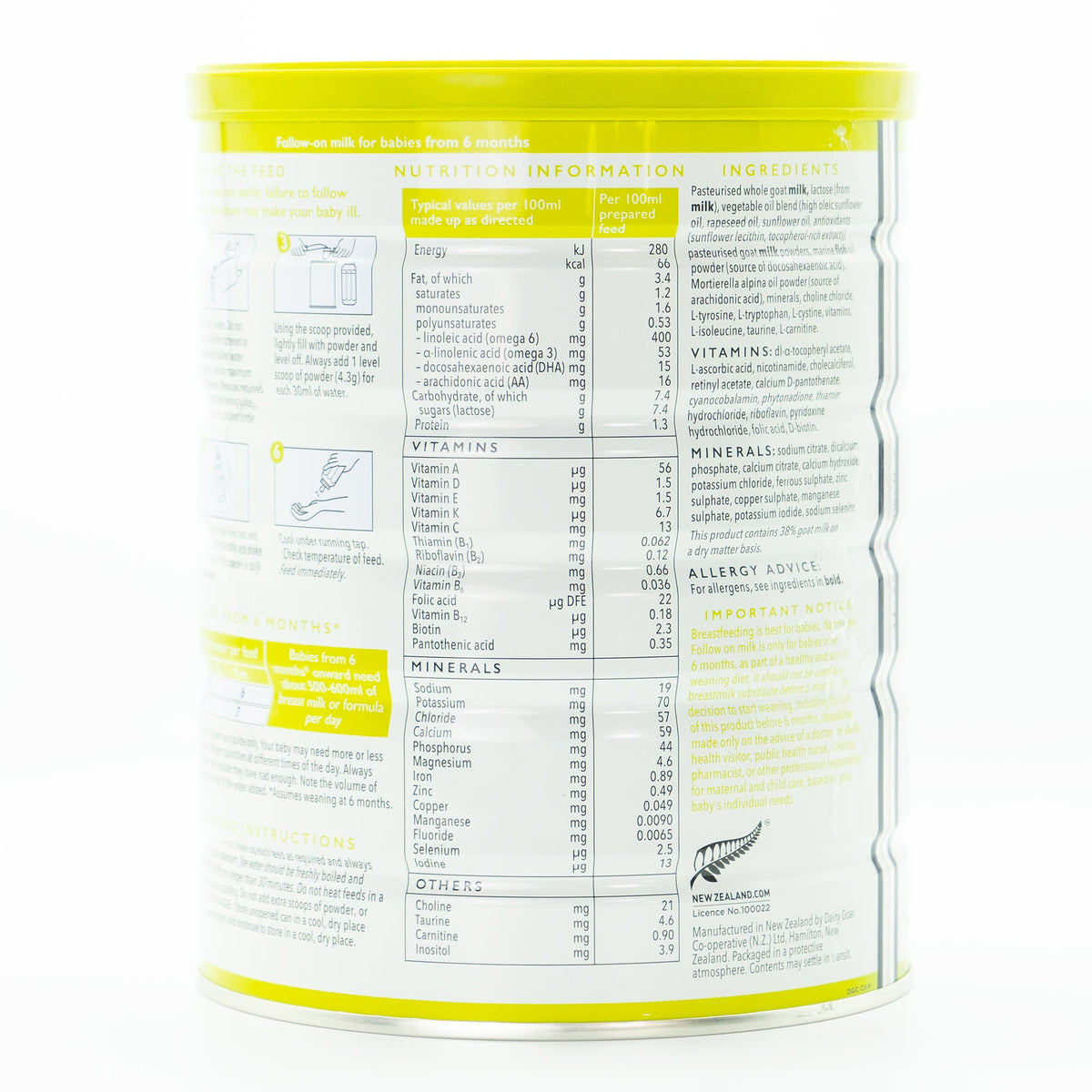 Nannycare Stage 2 (6-12 Months) Goat Milk Formula | Organic European Baby Formula - Nutrition Facts