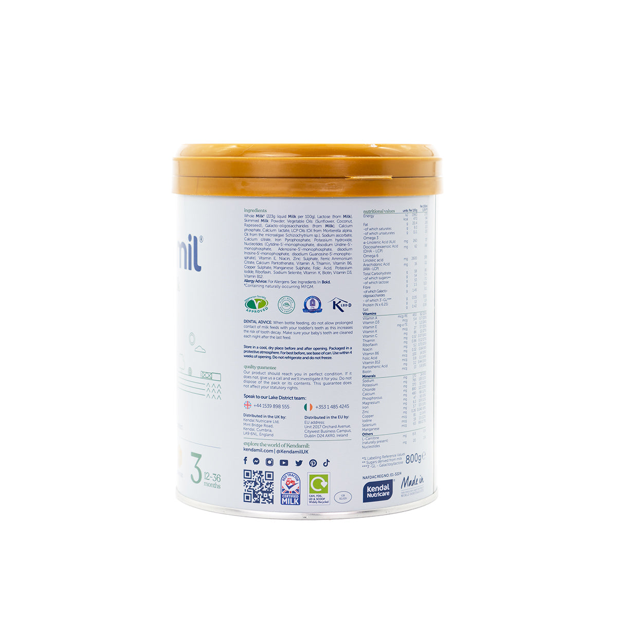 Kendamil Stage 3 (12+ Months) Classic Milk Formula | Organic European Baby Formula | Ingredients