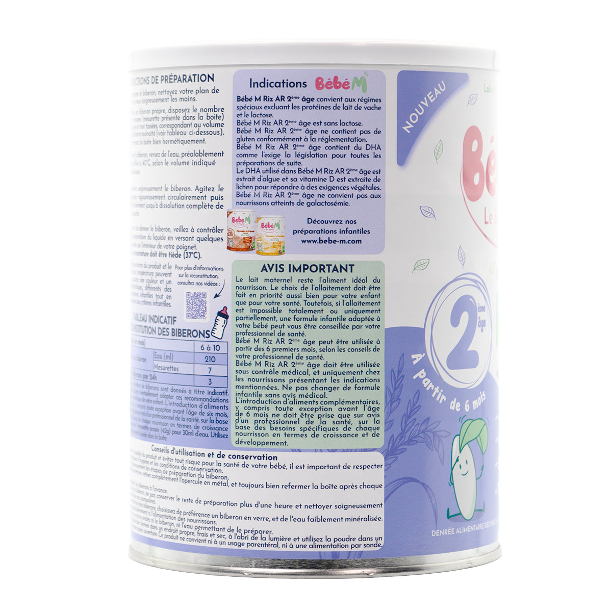 Bebe M (Bebe Mandorle) Organic Anti-Reflux Rice-Based Formula - Stage 2 (6+ months) | Organic Baby Formula |  Information