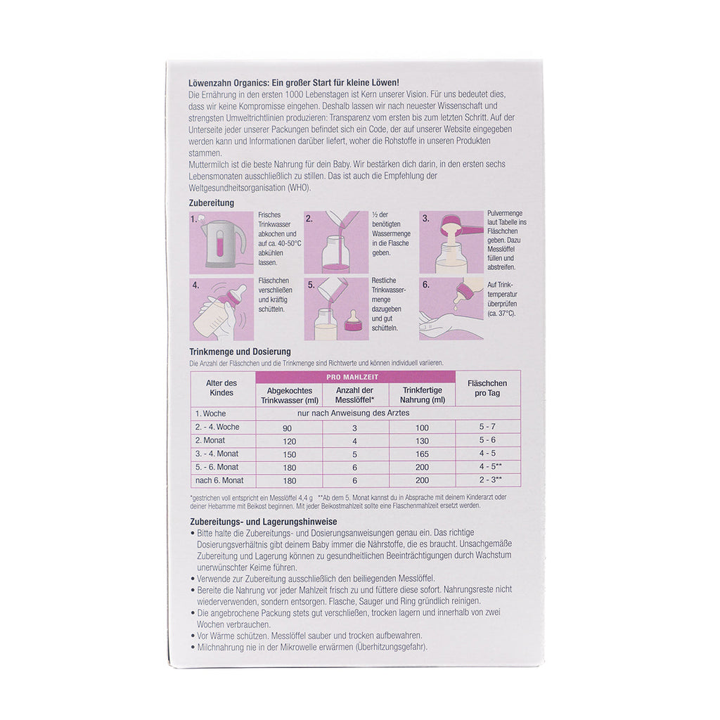 Löwenzahn Organics Goat Stage Pre | European Infant Baby Formula | Preparation