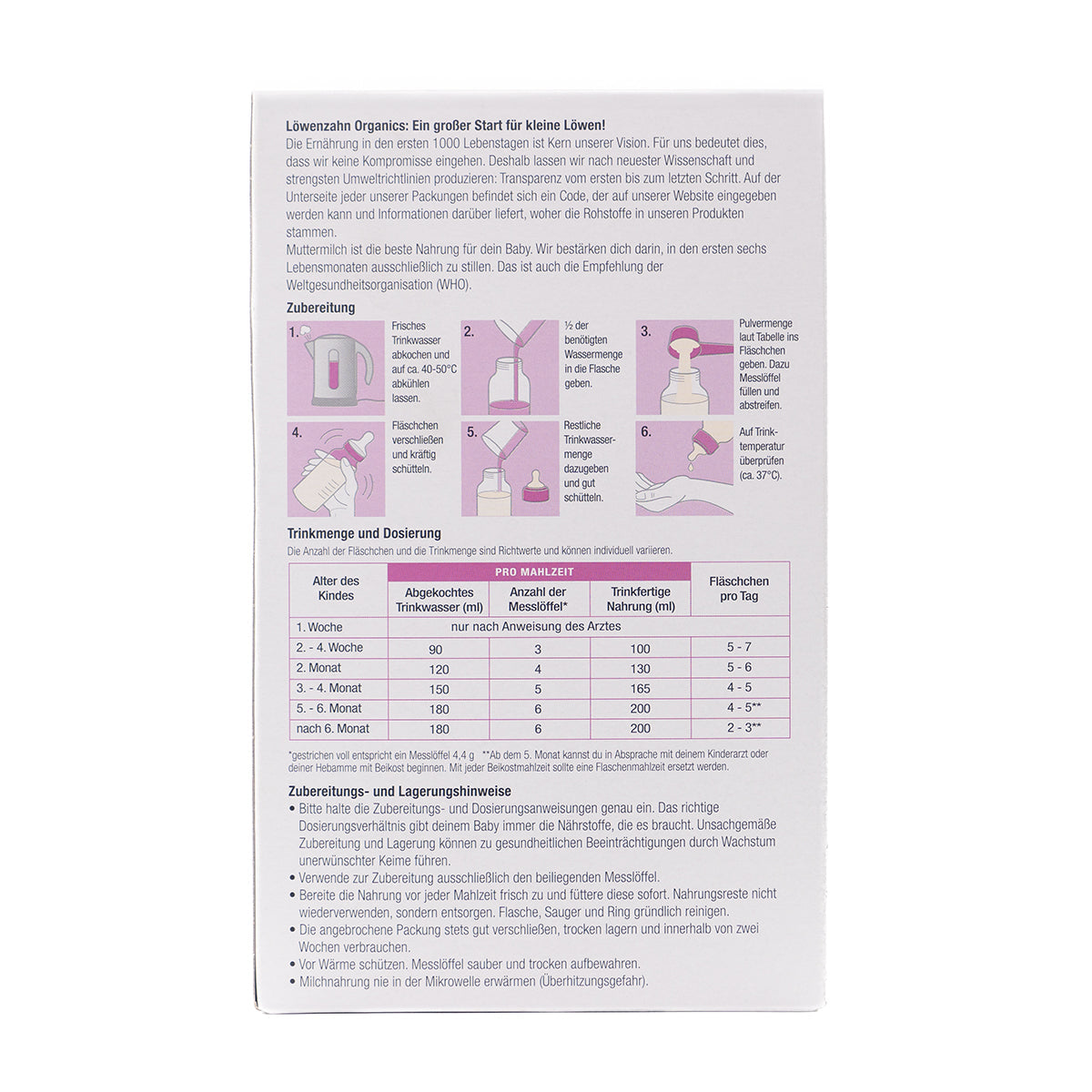 Löwenzahn Organics Goat Stage Pre | European Infant Baby Formula | Preparation