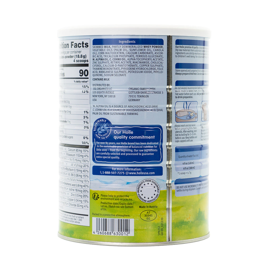 Holle Toddler (12+ Months) Cow Milk Formula: USA Version (800g) | Organic Baby Formula | Ingredients