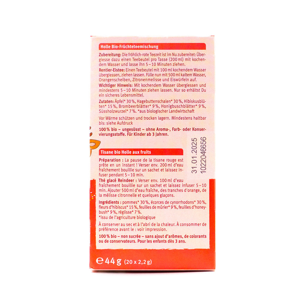 Holle Organic Rosy Reindeer Tea (20 tea bags) - from 3rd year | Organic Baby Tea | Nutrition facts 