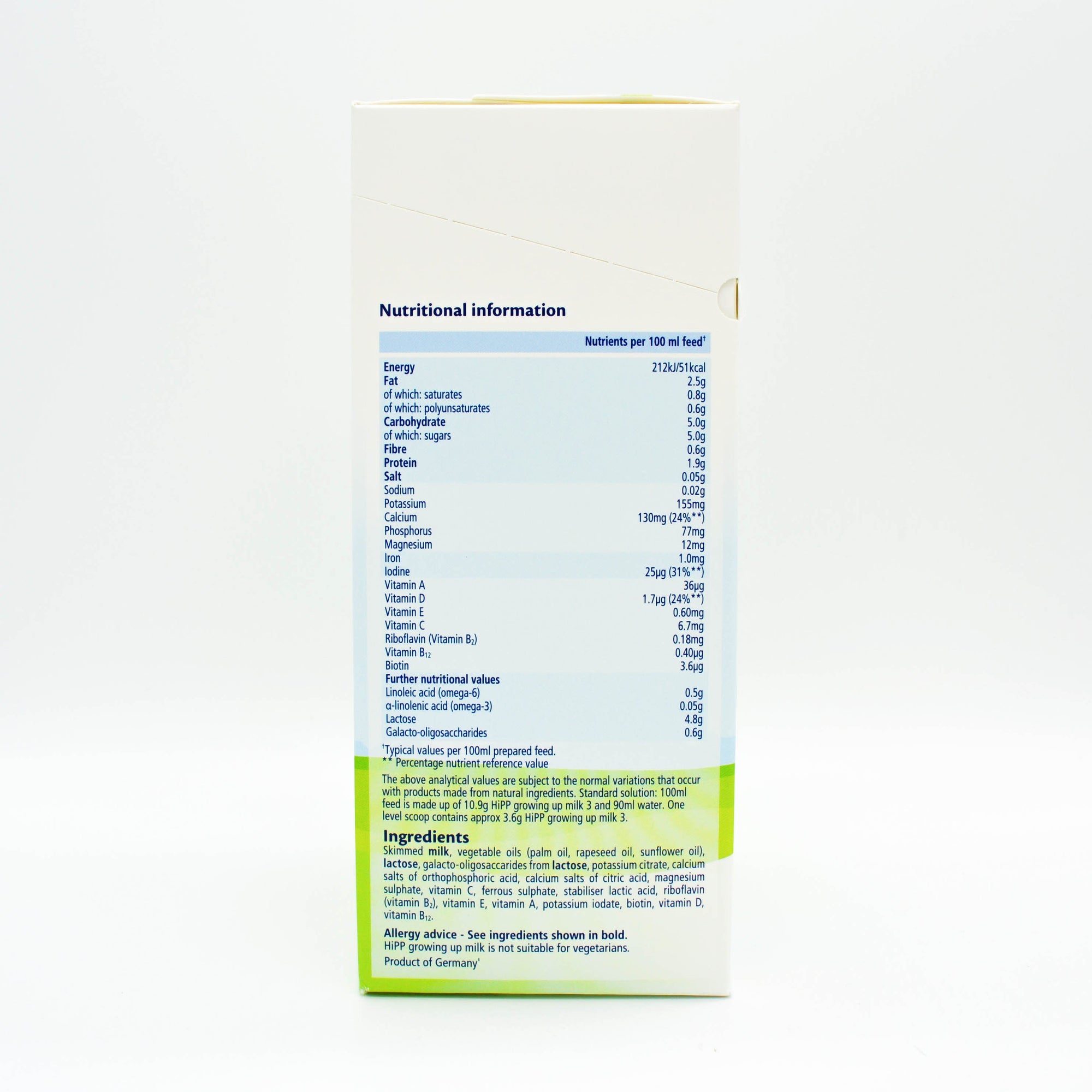 Nutrition Facts: HiPP Stage 3 Organic Combiotic Baby Milk Formula - UK Version