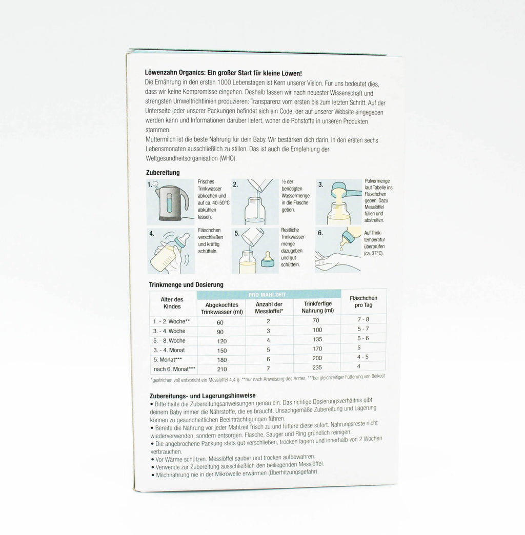Löwenzahn Organics Infant Formula (Stage Pre) - 3 Boxes