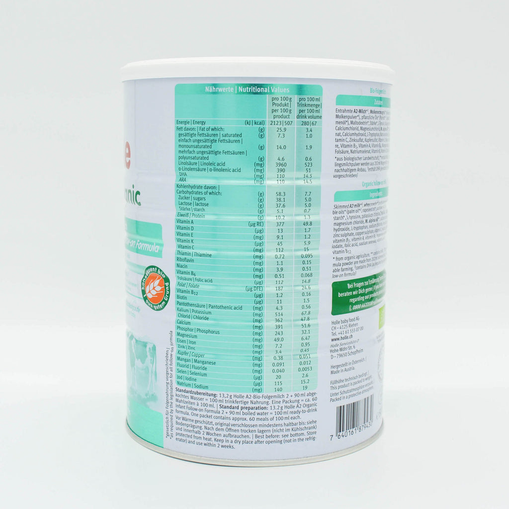 Nutrition Facts: Holle A2 Milk Stage 2