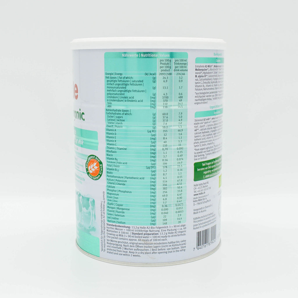 Nutrition Facts: Holle A2 Milk Stage 3