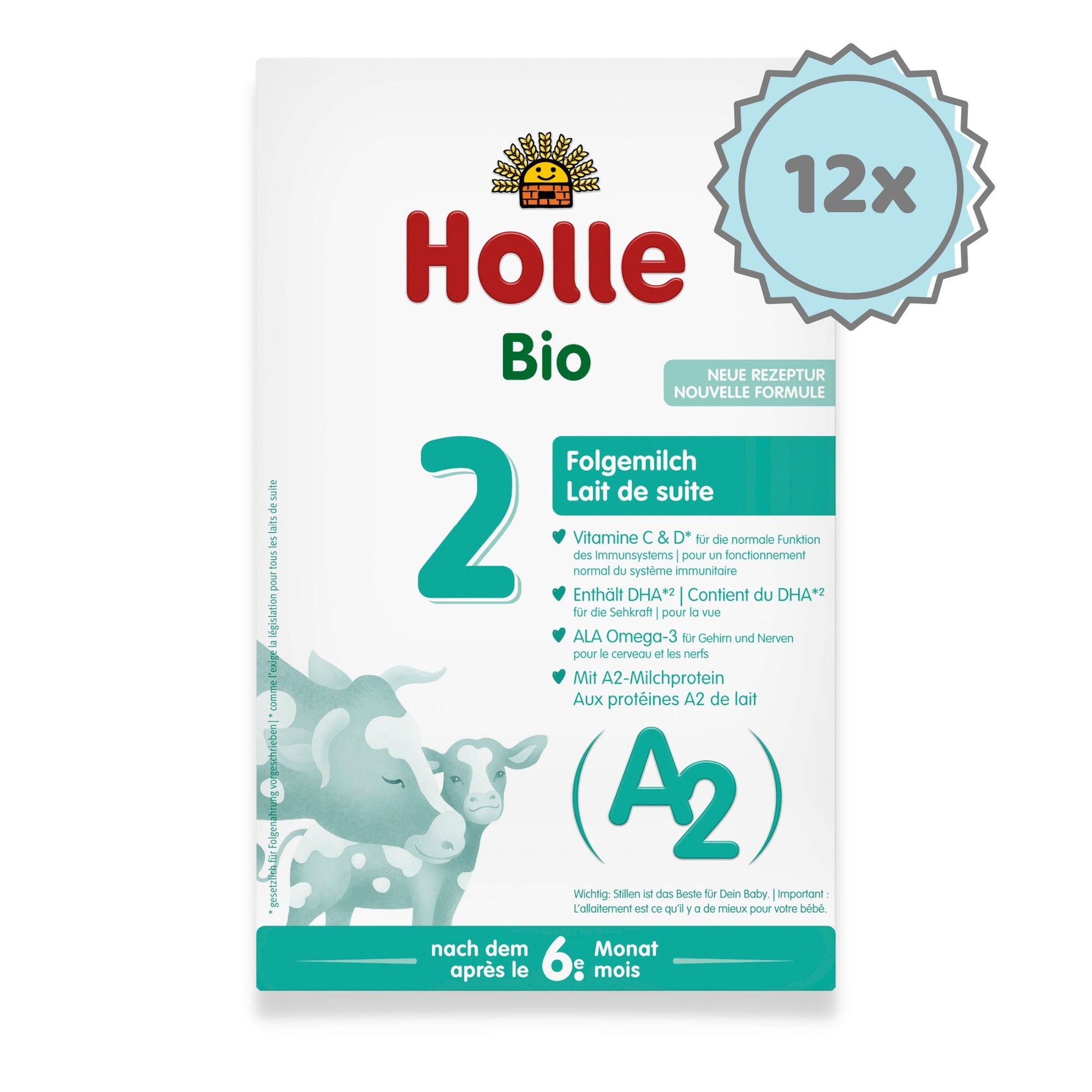 Holle A2 Stage 2 (6-12 Months) Formula | Organic European Baby Formula | 12 Boxes