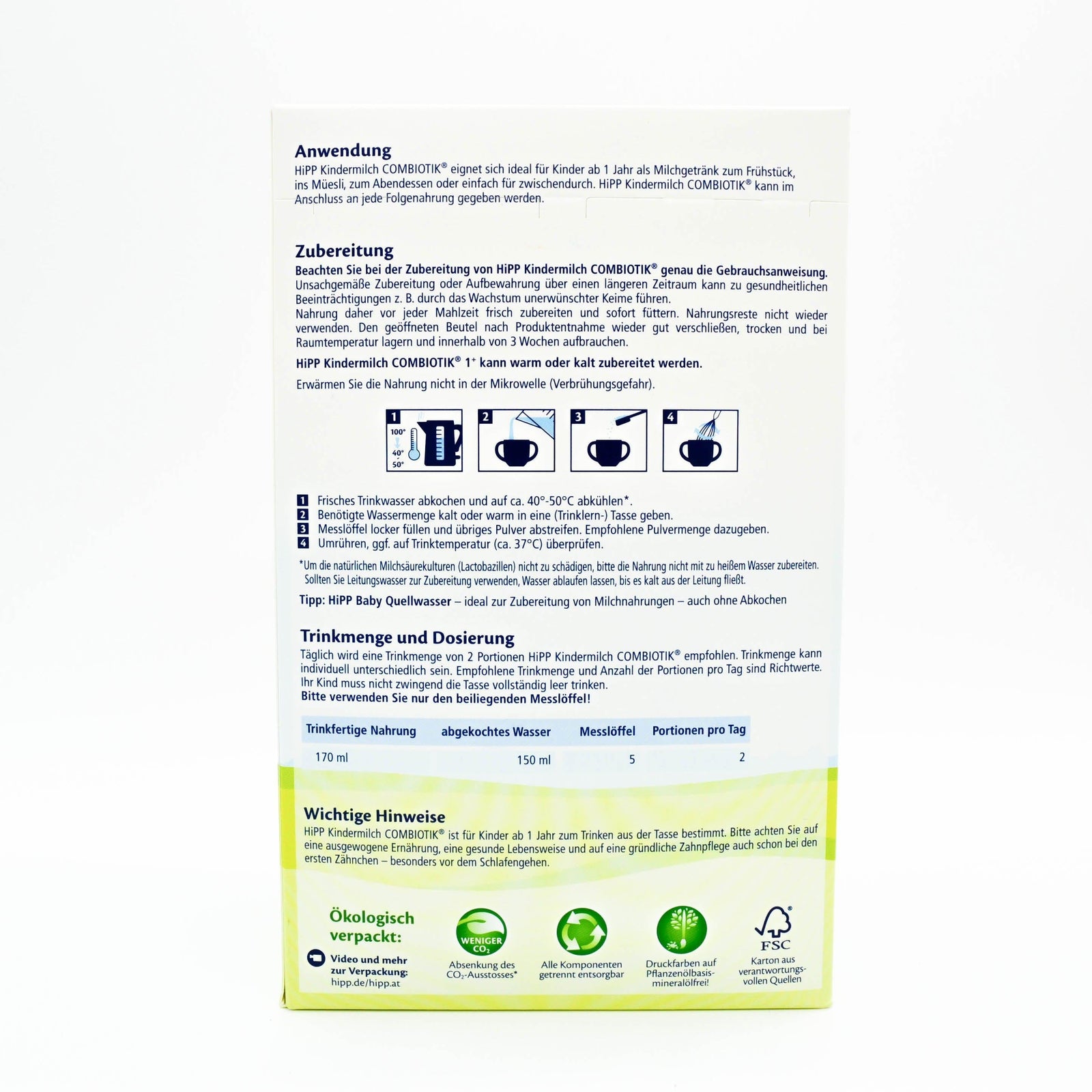 Preparation Description HiPP 1+ Years Combiotic Childrens' Milk (Stage 4) Formula (600g)