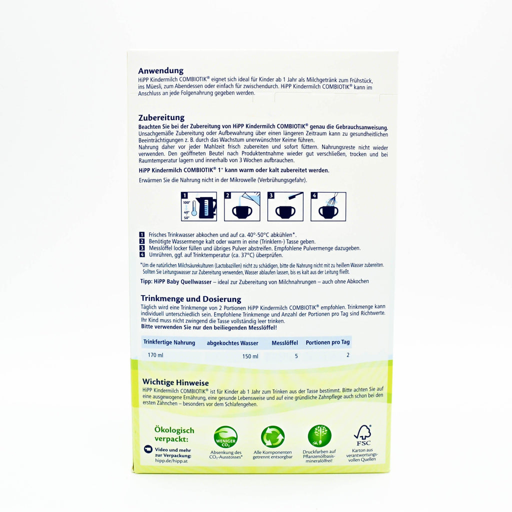 Preparation Description HiPP 1+ Years Combiotic Childrens' Milk (Stage 4) Formula (600g)