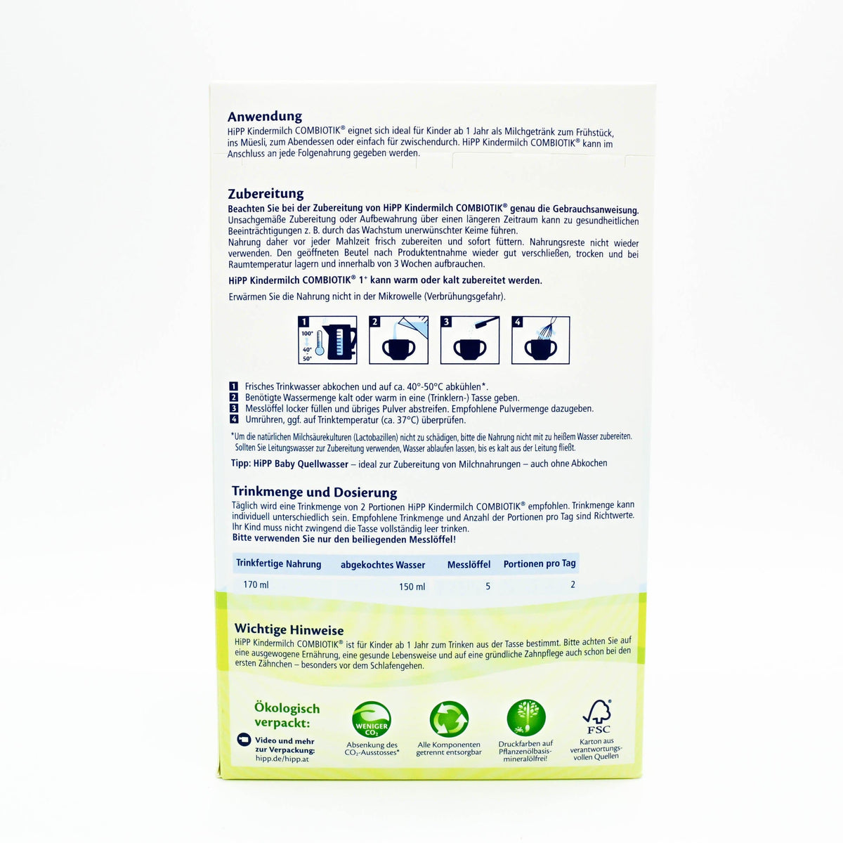 Preparation Description HiPP 1+ Years Combiotic Childrens' Milk (Stage 4) Formula (600g)