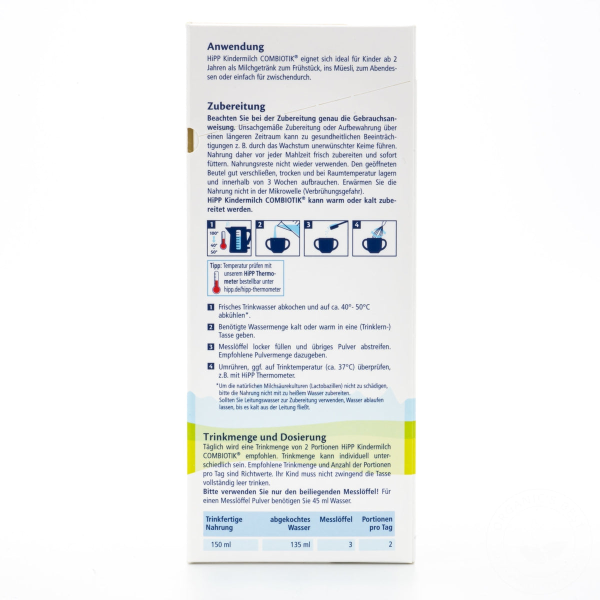 HiPP 2+ Kindermilch Formula 24+ Months | Baby Formula Preparation Instruction