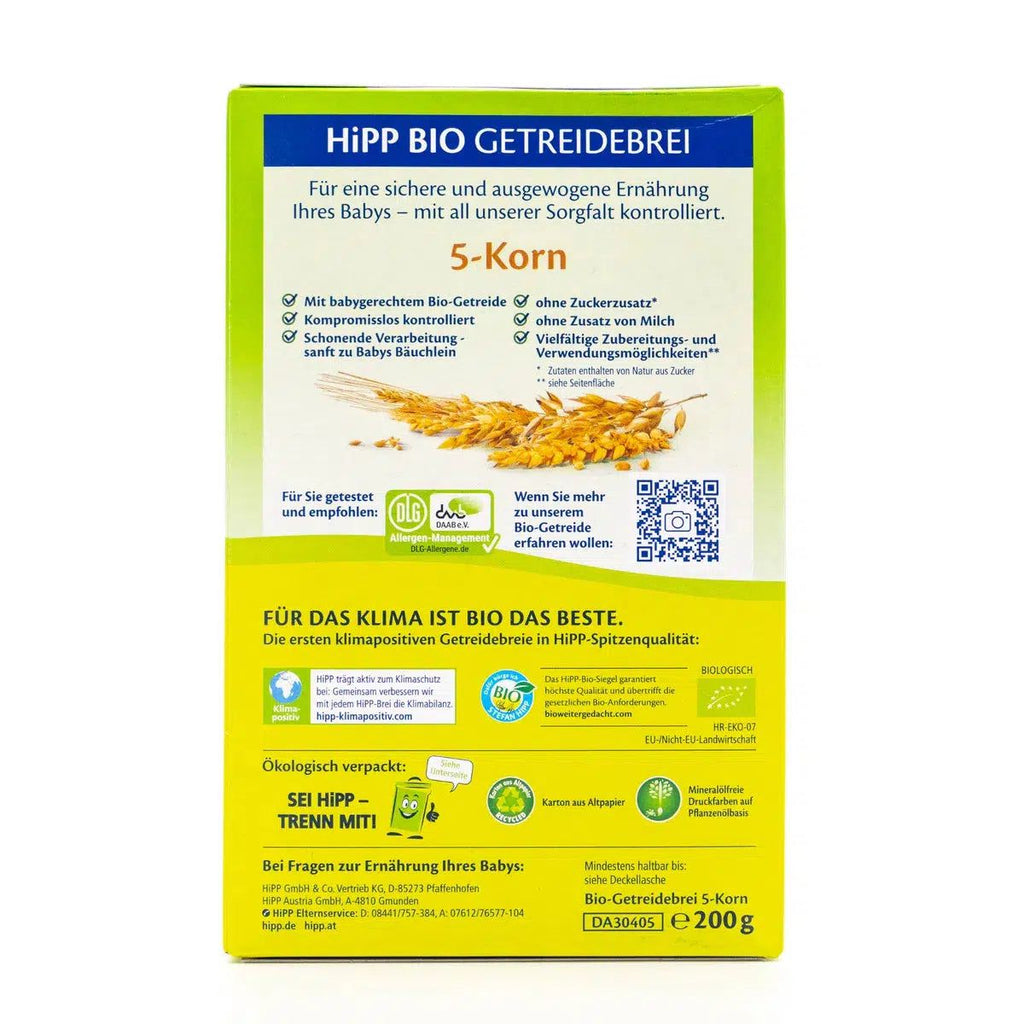 HiPP 5 Grain Organic Porridge (6+ Months) | Ingredients