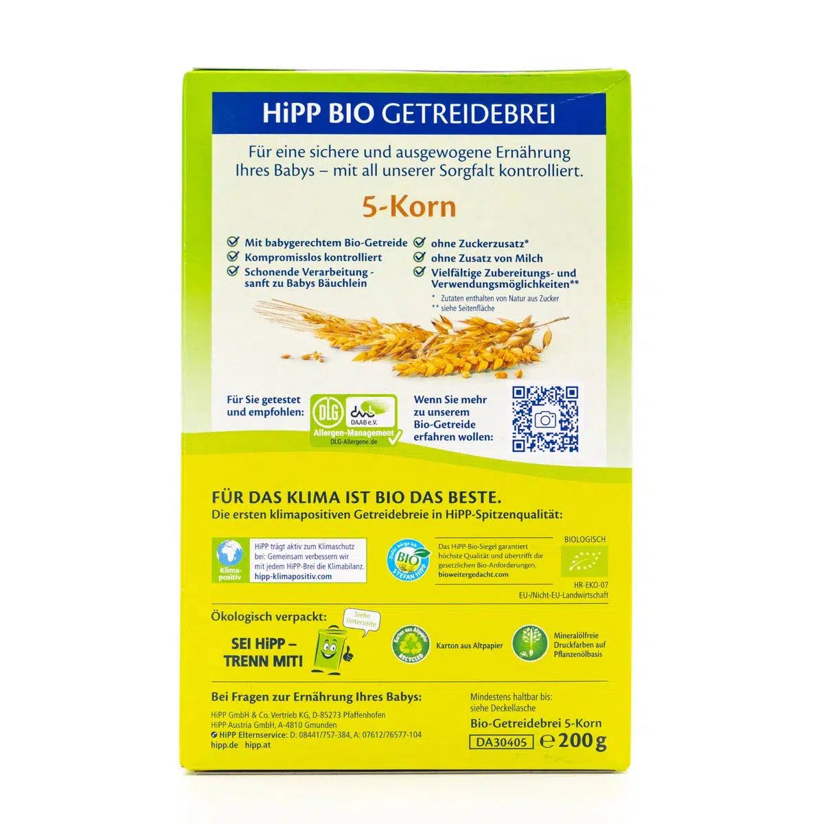 HiPP 5 Grain Organic Porridge (6+ Months) | Ingredients