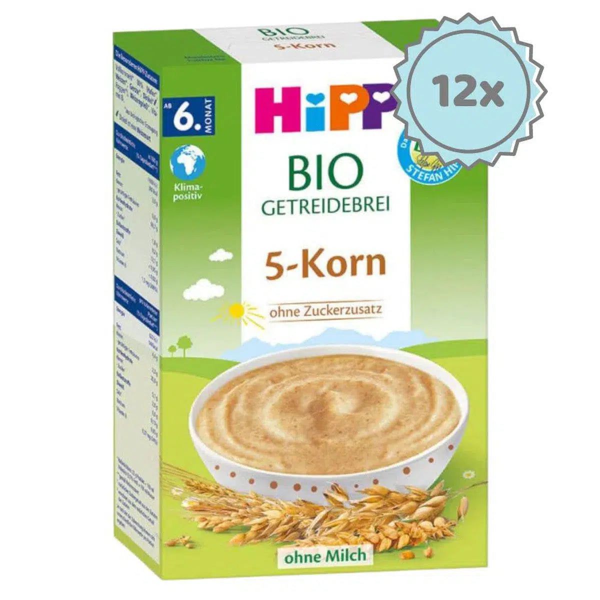 HiPP 5 Grain Organic Porridge (6+ Months) - 12 Boxes