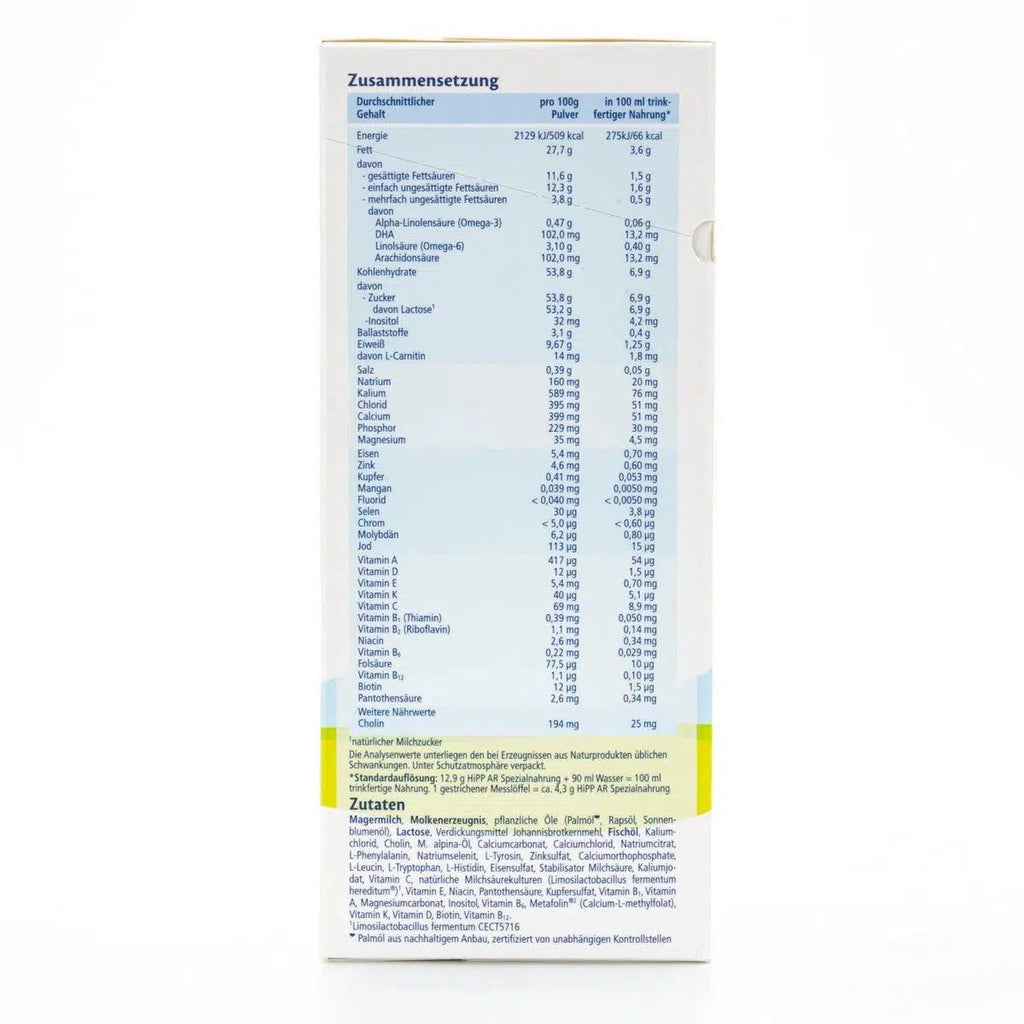HiPP Anti-Reflux Special Formula | Nutrition Facts