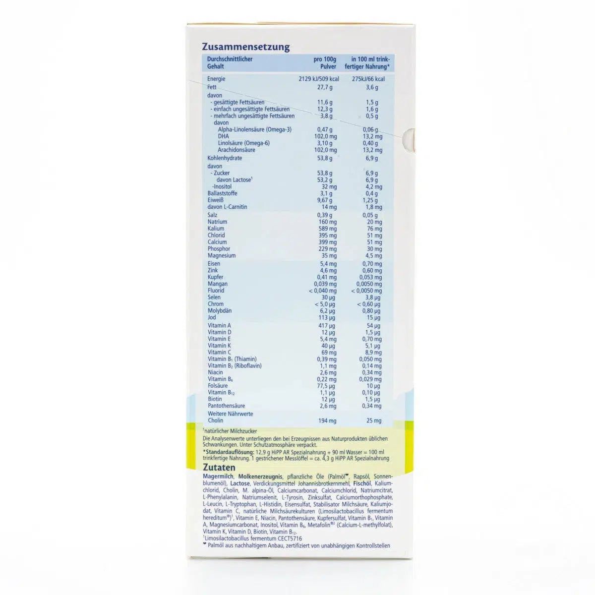 HiPP Anti-Reflux Special Formula | Nutrition Facts