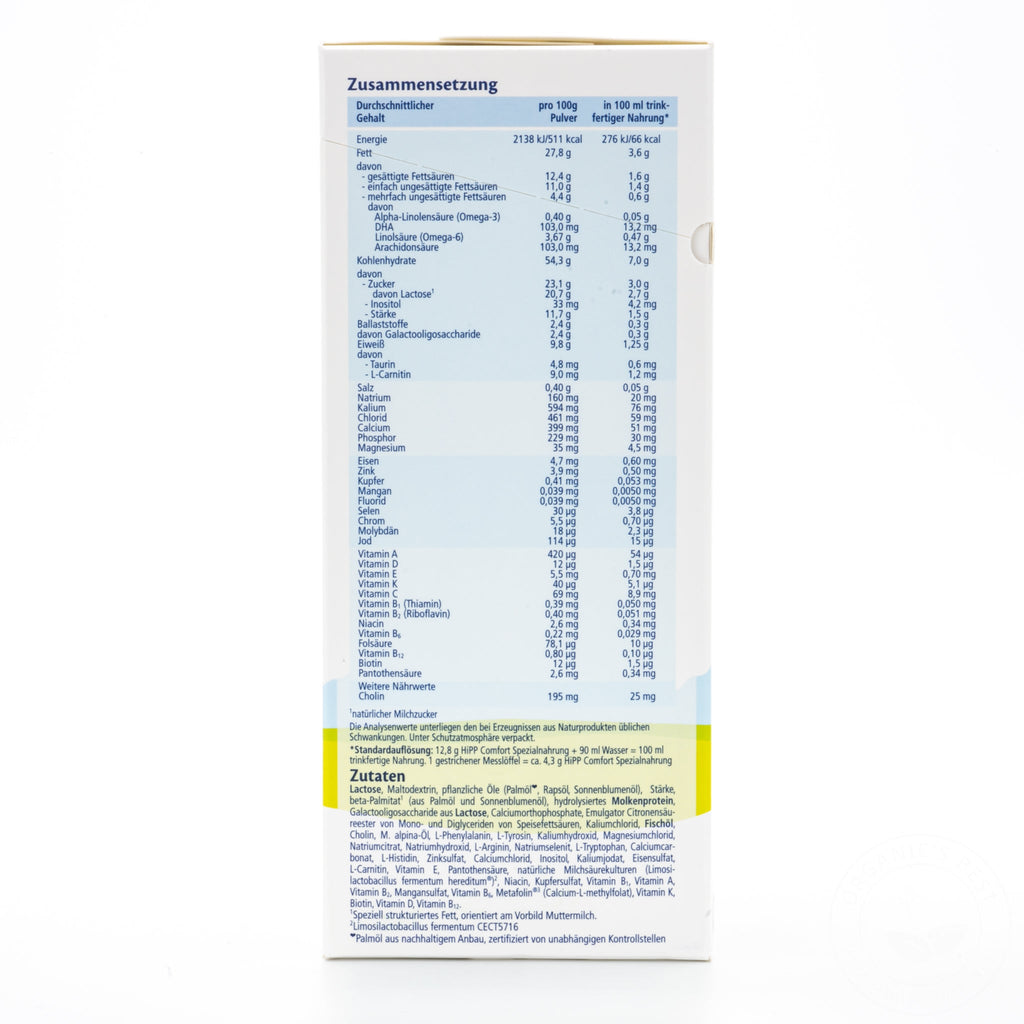 HiPP Comfort Special Formula | Nutrition Facts