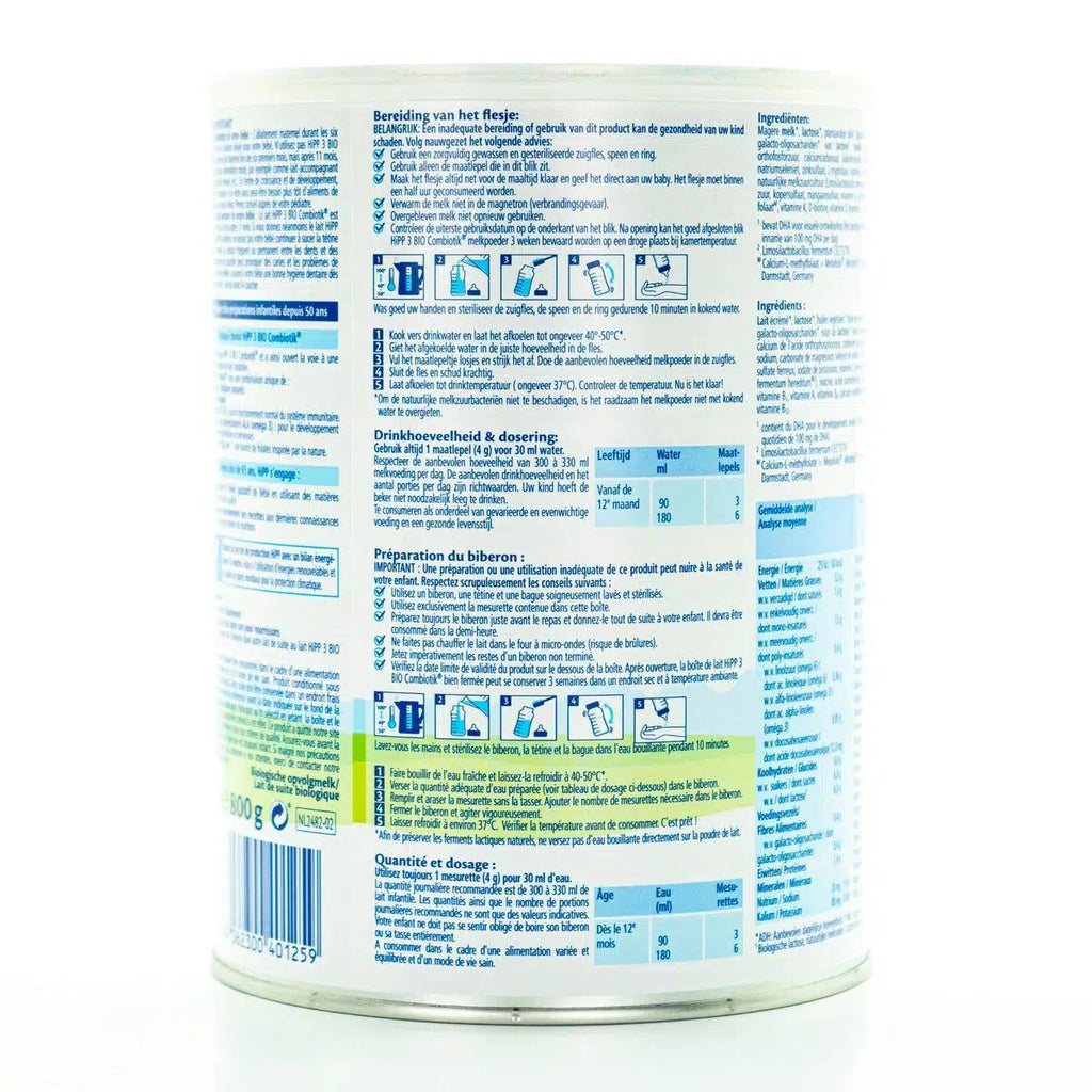 HiPP Dutch Stage 3 Combiotic Baby Formula | Nutrition Facts