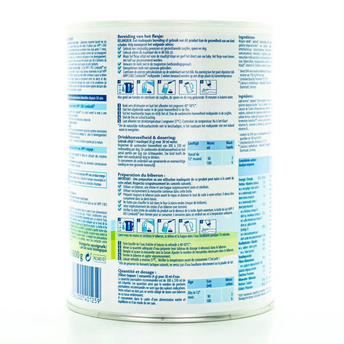 HiPP Dutch Stage 3 Combiotic Baby Formula | Nutrition Facts