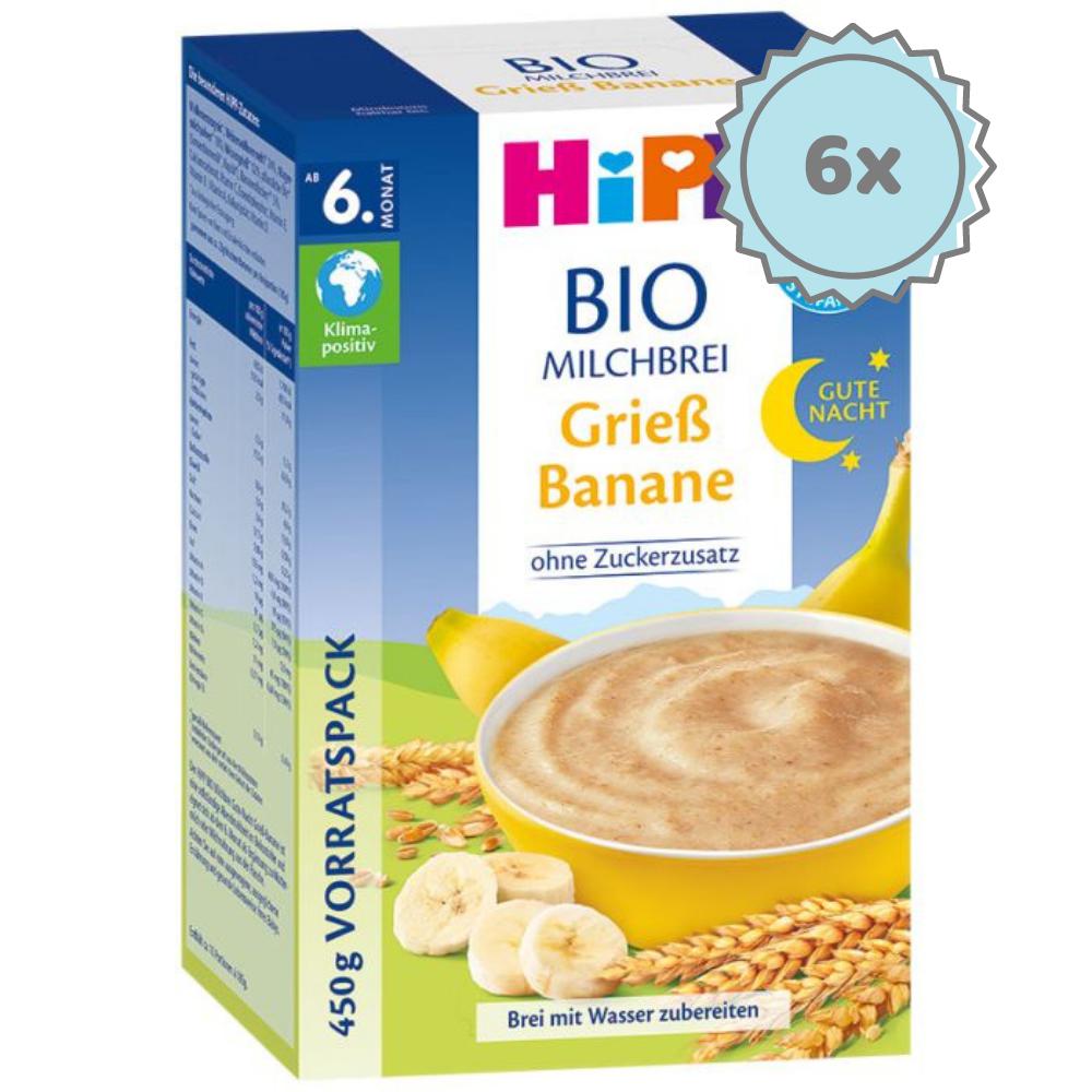 HiPP Organic Banana-Semolina Milk Evening Porridge (6+ Months) - 6 Boxes