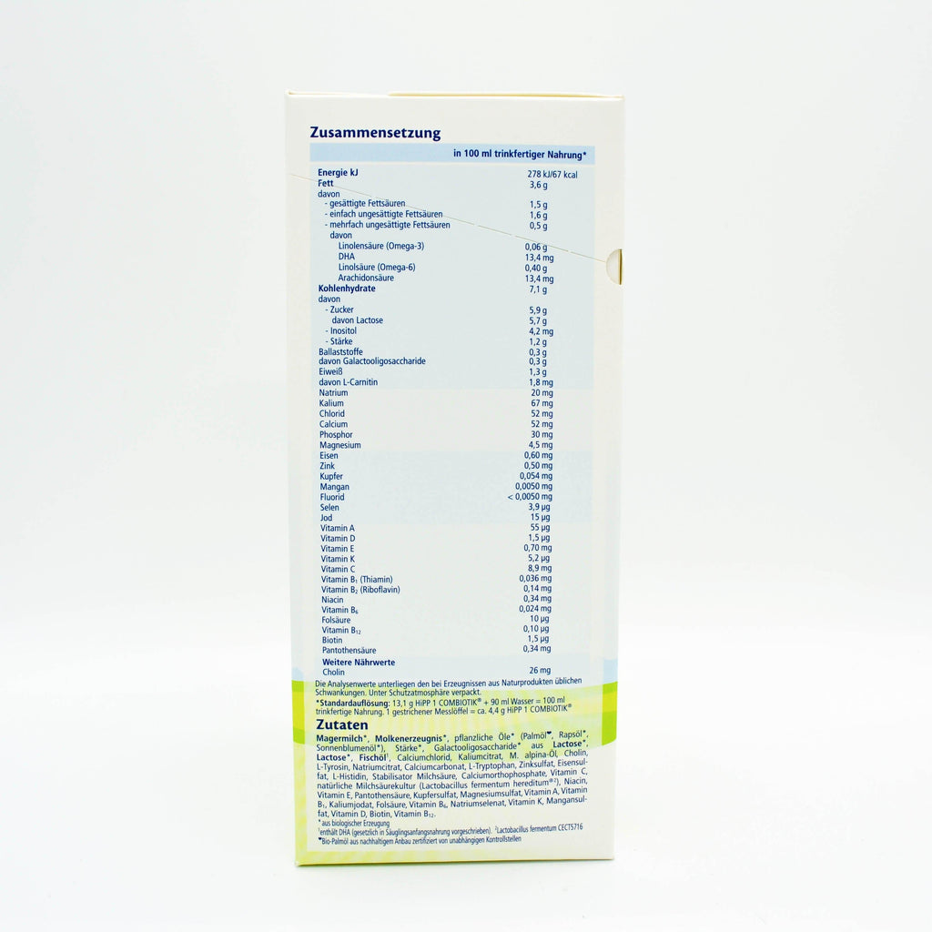 Nutrition Facts: HiPP Bio Combiotik 1 Baby Formula