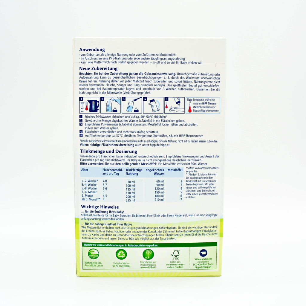 Preparation Description HiPP Bio Combiotik 1 Baby Formula